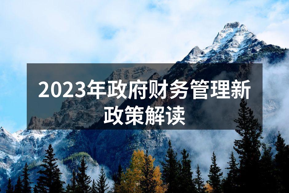 2023年政府财务管理新政策解读